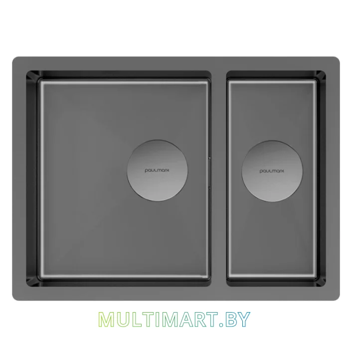 Кухонная мойка Paulmark Next 58/2S Uni PM225844-GM (вороненая сталь)